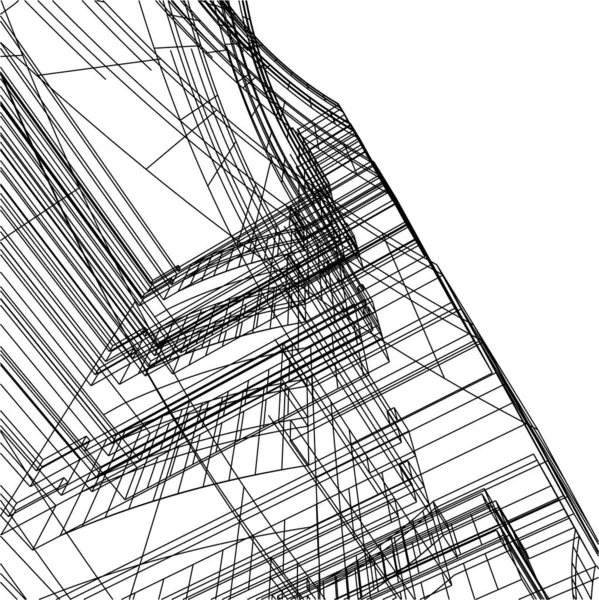 Abstracte Tekenlijnen Architectonisch Kunstconcept Minimale Geometrische Vormen — Stockvector