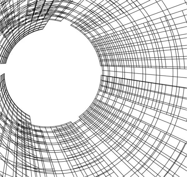 Elvont Rajzvonalak Építészeti Képzőművészetben Minimális Geometriai Formák — Stock Vector