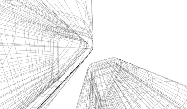 Abstrakta Teckningslinjer Arkitektonisk Konst Koncept Minimala Geometriska Former — Stock vektor