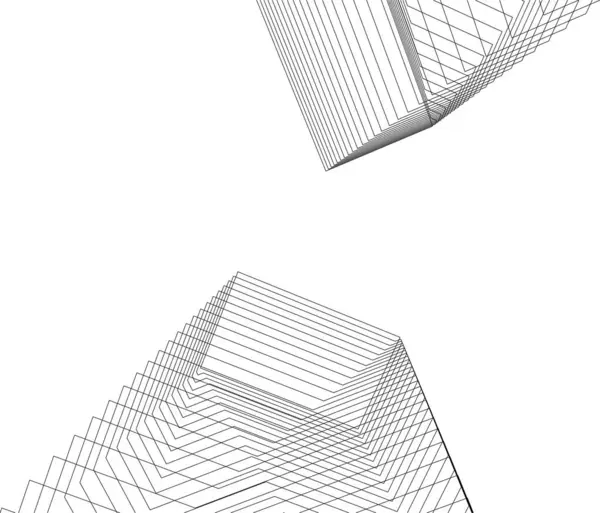 Abstracte Tekenlijnen Architectonisch Kunstconcept Minimale Geometrische Vormen — Stockvector