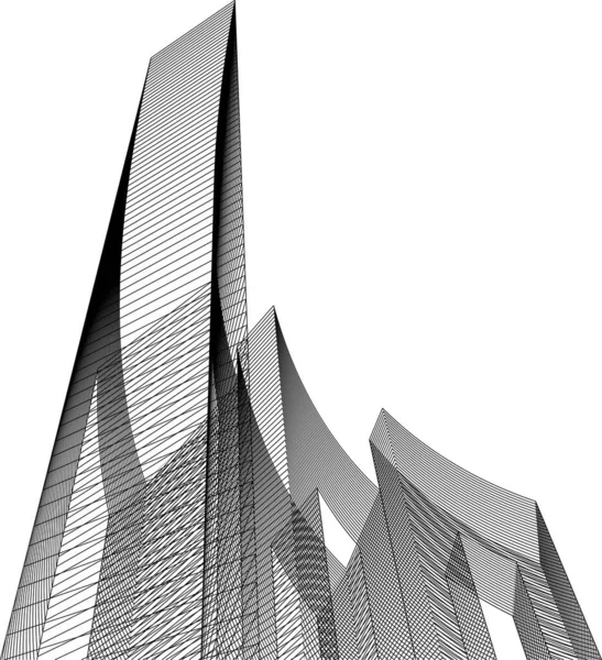建築芸術の概念における抽象的な線や最小限の幾何学的形状 — ストックベクタ