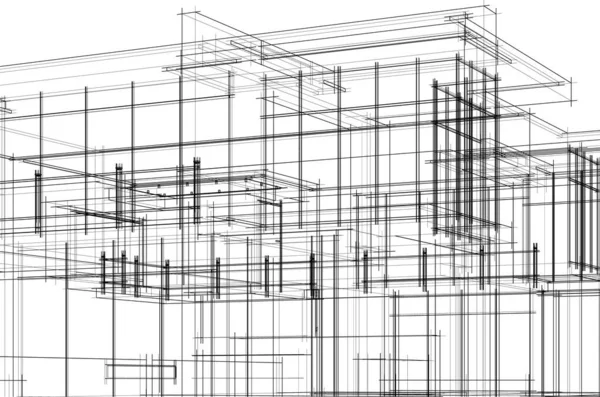 Abstrakcyjne Linie Rysunku Koncepcji Sztuki Architektonicznej Minimalne Kształty Geometryczne — Wektor stockowy