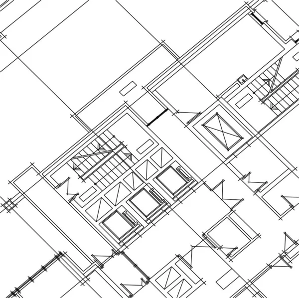 Abstracte Tekenlijnen Architectonisch Kunstconcept Minimale Geometrische Vormen — Stockvector