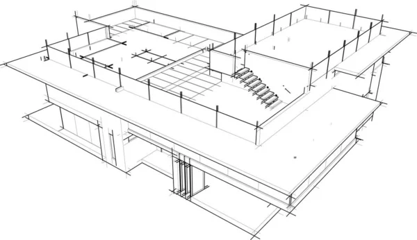 Lignes Dessin Abstraites Dans Concept Art Architectural Formes Géométriques Minimales — Image vectorielle