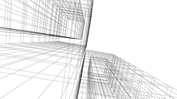 Abstracte Tekenlijnen Architectonisch Kunstconcept Minimale Geometrische Vormen — Stockvector