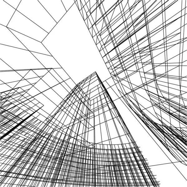 Abstrakta Teckningslinjer Arkitektonisk Konst Koncept Minimala Geometriska Former — Stock vektor