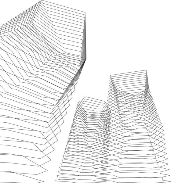 Abstrakta Teckningslinjer Arkitektonisk Konst Koncept Minimala Geometriska Former — Stock vektor