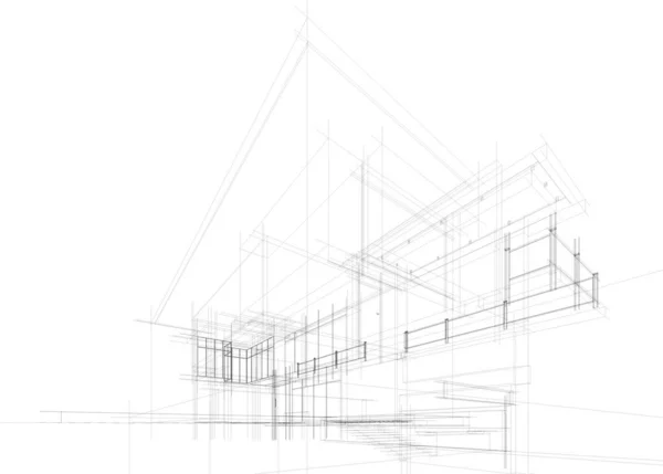 Abstracte Tekenlijnen Architectonisch Kunstconcept Minimale Geometrische Vormen — Stockvector