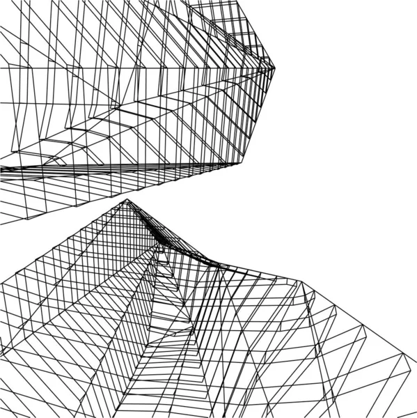 Abstrakcyjne Linie Rysunku Koncepcji Sztuki Architektonicznej Minimalne Kształty Geometryczne — Wektor stockowy