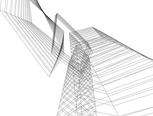 Abstracte Tekenlijnen Architectonisch Kunstconcept Minimale Geometrische Vormen — Stockvector