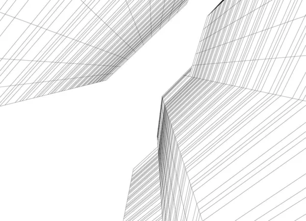 Líneas Abstractas Dibujo Concepto Arte Arquitectónico Formas Geométricas Mínimas — Vector de stock