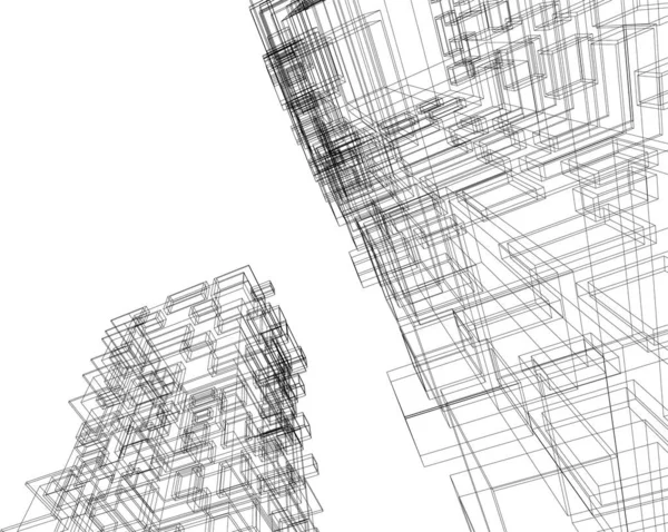 Lignes Dessin Abstraites Dans Concept Art Architectural Formes Géométriques Minimales — Image vectorielle