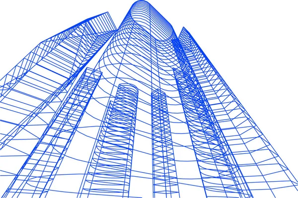 Abstracte Tekenlijnen Architectonisch Kunstconcept Minimale Geometrische Vormen — Stockvector