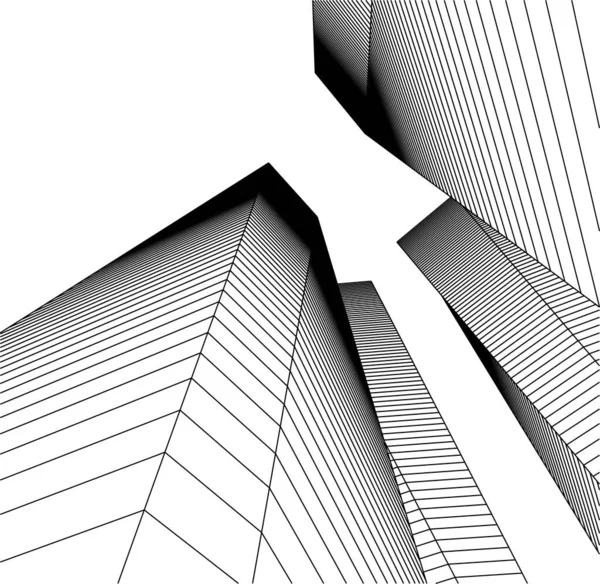 Linhas Abstratas Desenho Conceito Arte Arquitetônica Formas Geométricas Mínimas —  Vetores de Stock