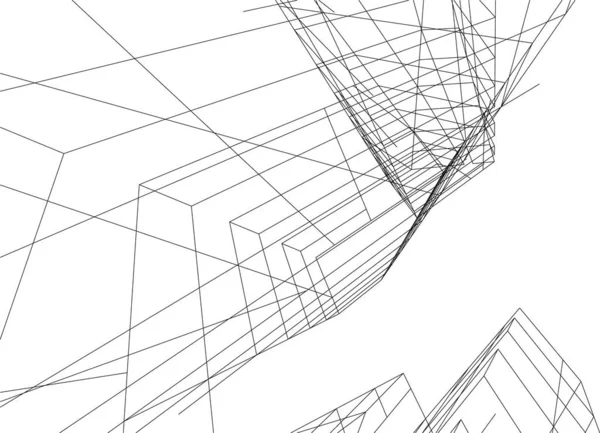 Abstrakte Zeichnungslinien Architektonischen Kunstkonzept Minimale Geometrische Formen — Stockvektor