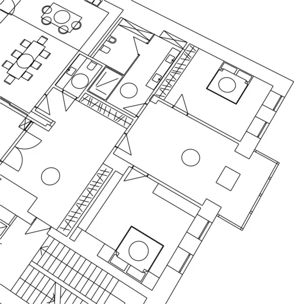 Elvont Rajzvonalak Építészeti Képzőművészetben Minimális Geometriai Formák — Stock Vector