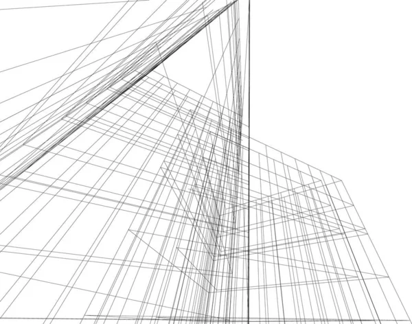 Líneas Abstractas Dibujo Concepto Arte Arquitectónico Formas Geométricas Mínimas — Archivo Imágenes Vectoriales