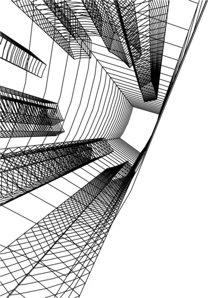 Linhas Abstratas Desenho Conceito Arte Arquitetônica Formas Geométricas Mínimas — Vetor de Stock