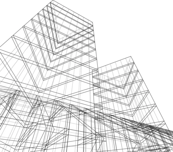 Lignes Dessin Abstraites Dans Concept Art Architectural Formes Géométriques Minimales — Image vectorielle