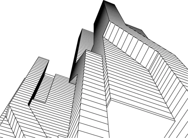 Abstrakta Teckningslinjer Arkitektonisk Konst Koncept Minimala Geometriska Former — Stock vektor