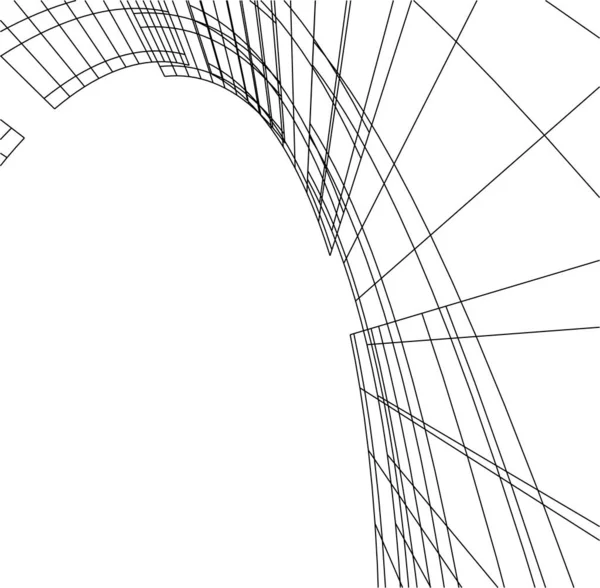 Abstrakta Teckningslinjer Arkitektonisk Konst Koncept Minimala Geometriska Former — Stock vektor