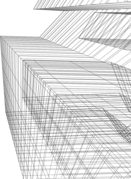 Lignes Dessin Abstraites Dans Concept Art Architectural Formes Géométriques Minimales — Image vectorielle