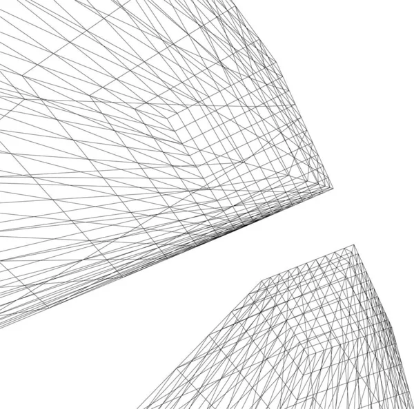 Abstracte Tekenlijnen Architectonisch Kunstconcept Minimale Geometrische Vormen — Stockvector