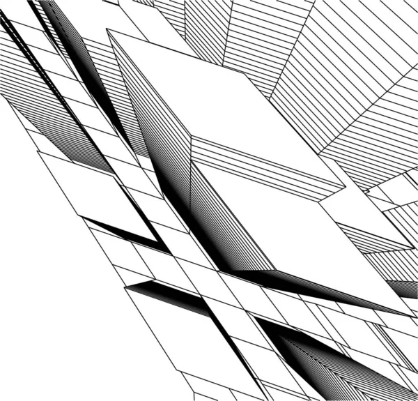 Líneas Abstractas Dibujo Concepto Arte Arquitectónico Formas Geométricas Mínimas — Vector de stock