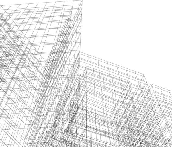 Abstracte Tekenlijnen Architectonisch Kunstconcept Minimale Geometrische Vormen — Stockvector