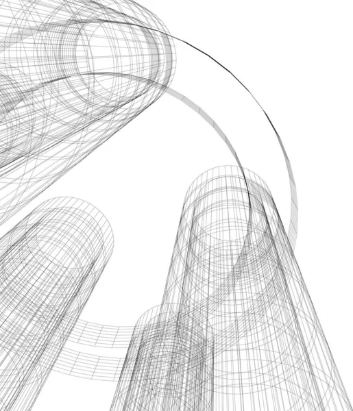 Abstracte Tekenlijnen Architectonisch Kunstconcept Minimale Geometrische Vormen — Stockvector