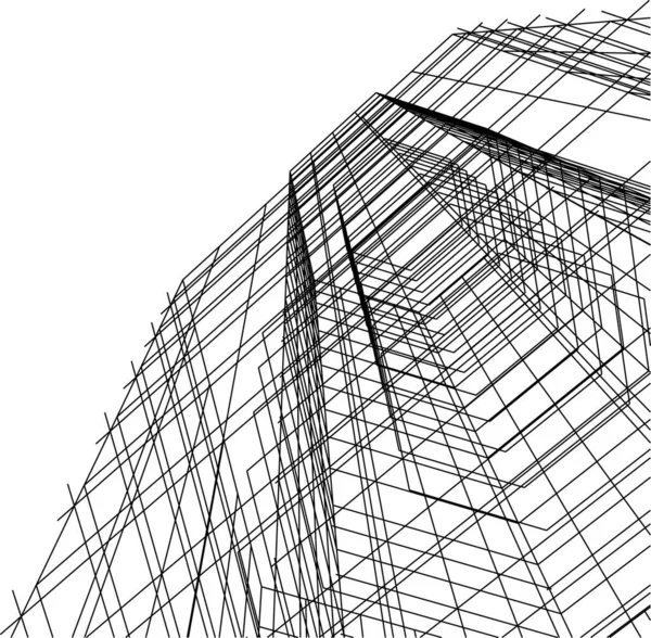 Abstrakta Teckningslinjer Arkitektonisk Konst Koncept Minimala Geometriska Former — Stock vektor