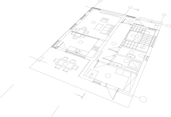 Líneas Abstractas Dibujo Concepto Arte Arquitectónico Formas Geométricas Mínimas — Vector de stock