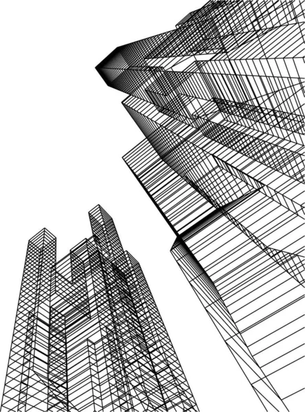 Lignes Dessin Abstraites Dans Concept Art Architectural Formes Géométriques Minimales — Image vectorielle