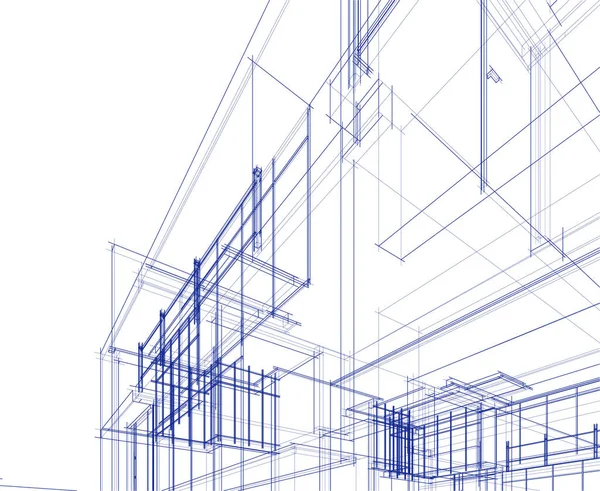 Elvont Rajzvonalak Építészeti Képzőművészetben Minimális Geometriai Formák — Stock Vector