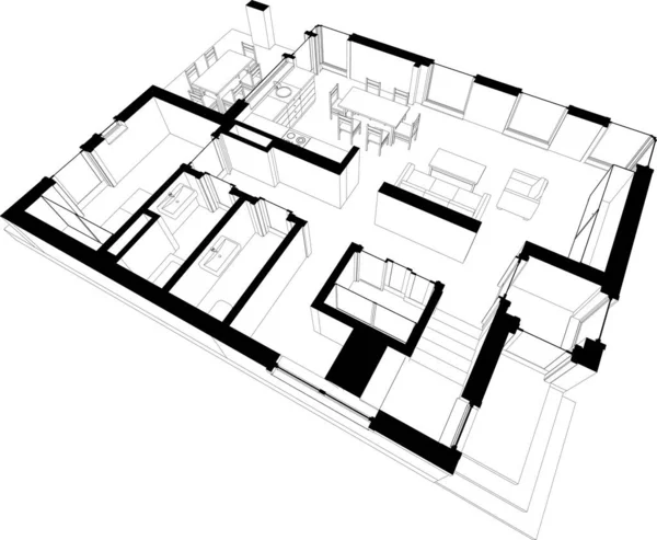 Líneas Abstractas Dibujo Concepto Arte Arquitectónico Formas Geométricas Mínimas — Vector de stock