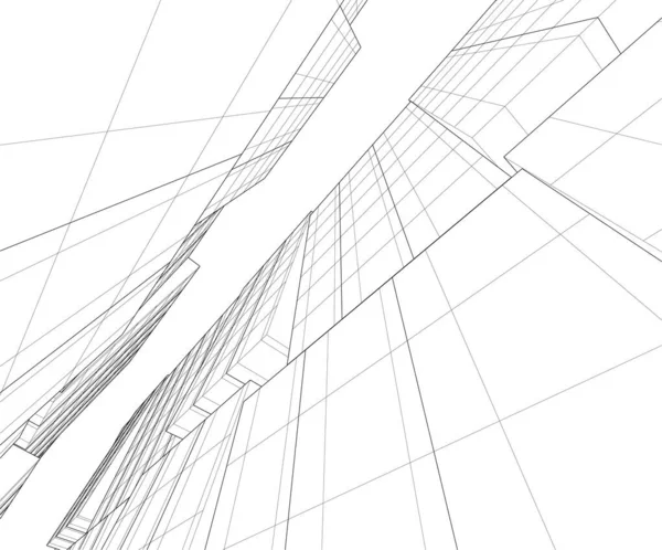 Abstracte Tekenlijnen Architectonisch Kunstconcept Minimale Geometrische Vormen — Stockvector