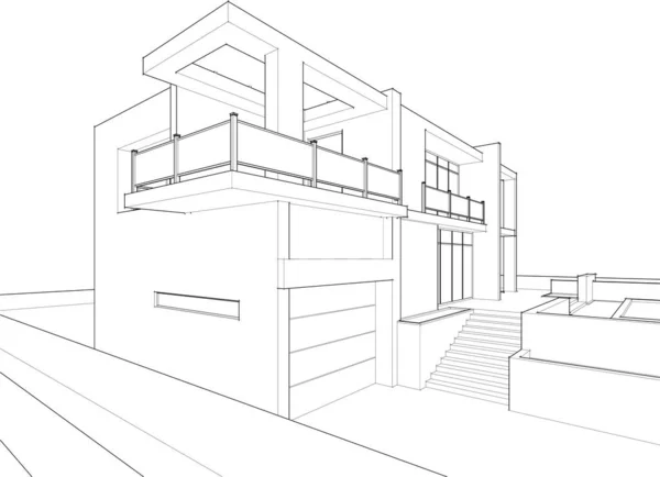 Abstrakcyjne Linie Rysunku Koncepcji Sztuki Architektonicznej Minimalne Kształty Geometryczne — Wektor stockowy