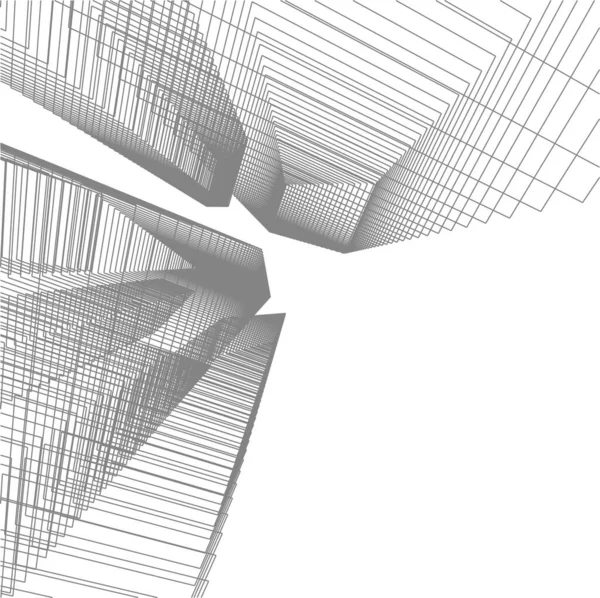 Abstrakcyjne Linie Rysunku Koncepcji Sztuki Architektonicznej Minimalne Kształty Geometryczne — Wektor stockowy