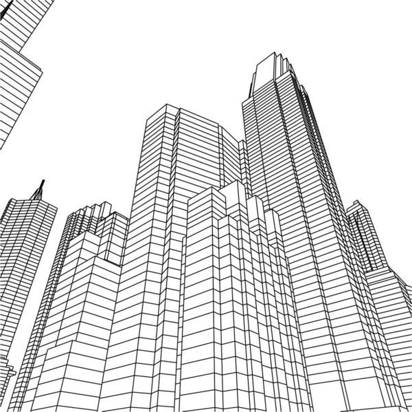 Abstrakte Zeichnungslinien Architektonischen Kunstkonzept Minimale Geometrische Formen — Stockvektor