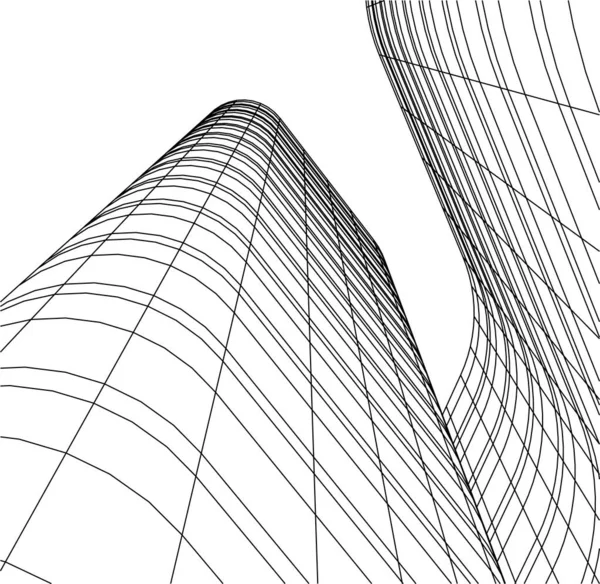 Linee Disegno Astratte Nel Concetto Arte Architettonica Forme Geometriche Minime — Vettoriale Stock