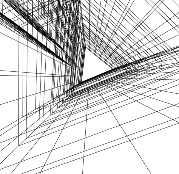 Líneas Abstractas Dibujo Concepto Arte Arquitectónico Formas Geométricas Mínimas — Archivo Imágenes Vectoriales