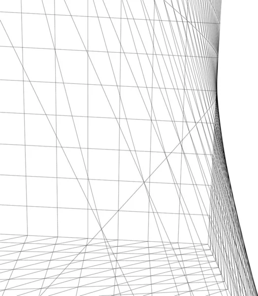 Abstrakta Teckningslinjer Arkitektonisk Konst Koncept Minimala Geometriska Former — Stock vektor