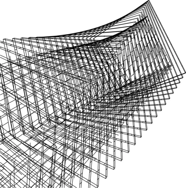 Lignes Dessin Abstraites Dans Concept Art Architectural Formes Géométriques Minimales — Image vectorielle