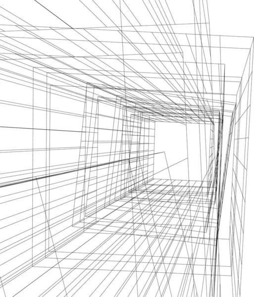 Abstracte Tekenlijnen Architectonisch Kunstconcept Minimale Geometrische Vormen — Stockvector