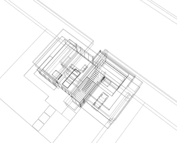 Abstrakcyjne Linie Rysunku Koncepcji Sztuki Architektonicznej Minimalne Kształty Geometryczne — Wektor stockowy