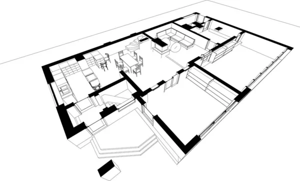 Abstraktní Kreslicí Čáry Architektonickém Pojetí Minimální Geometrické Tvary — Stockový vektor