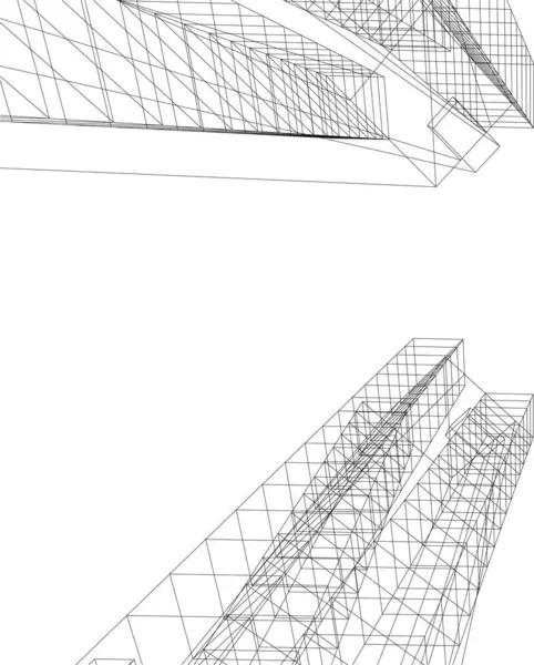 Elvont Rajzvonalak Építészeti Képzőművészetben Minimális Geometriai Formák — Stock Vector