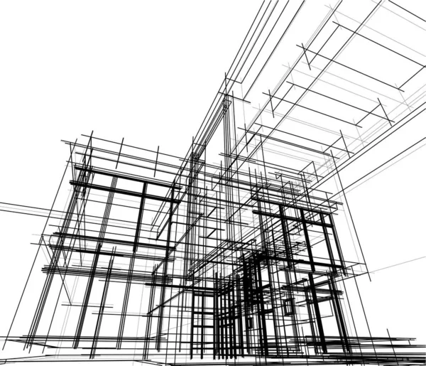 Linee Disegno Astratte Nel Concetto Arte Architettonica Forme Geometriche Minime — Vettoriale Stock