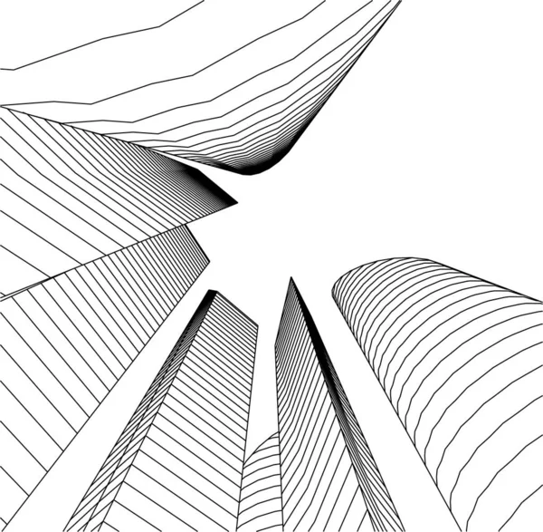 Abstracte Tekenlijnen Architectonisch Kunstconcept Minimale Geometrische Vormen — Stockvector