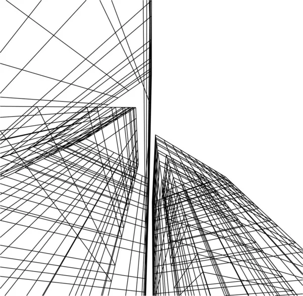 Líneas Abstractas Dibujo Concepto Arte Arquitectónico Formas Geométricas Mínimas — Vector de stock